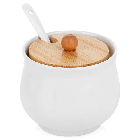 CUKIERNICA CUKIERNICZKA CERAMICZNA Z ŁYŻECZKĄ BIAŁA 139684