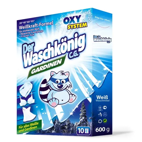 DER WASCHKÖNIG C.G. Gardinen Proszek do Prania Firanek i Białego 600 g (10 Prań)