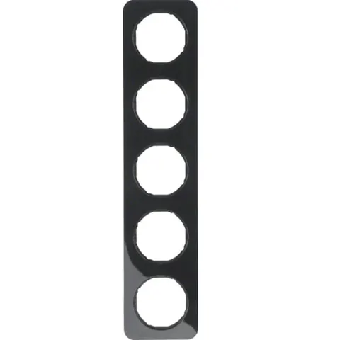 R.1 Ramka 5-krotna, czarny, połysk; 10152145, BERKER by HAGER