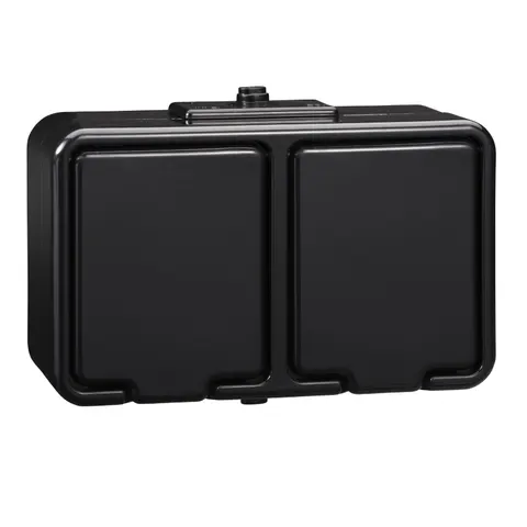 Cedar Gniazdo natynkowe hermetyczne podwójne z uziemieniem 2P+PE 16A IP44, czarny; NT230H05, SCHNEIDER ELECTRIC