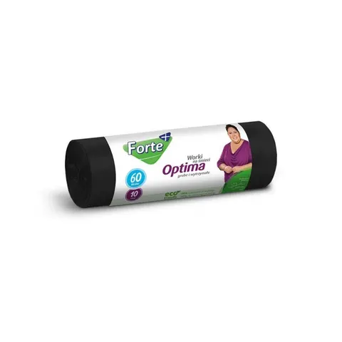 FORTE+ Worki na śmieci proste czarne OPTIMA 60 L, 10 szt