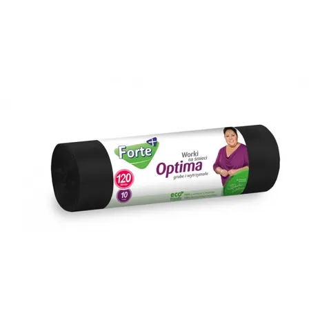 FORTE+ Worki na śmieci proste czarne OPTIMA 120 l, 10 szt