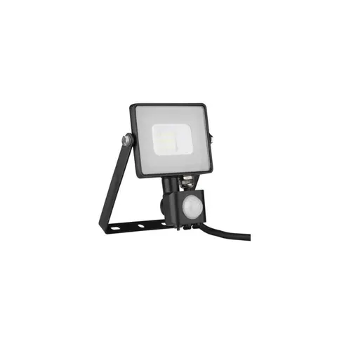 Naświetlacz LED 10W 800lm z czujnikiem ruchu, barwa światła chłodna biel 6400K, obudowa czarna IP65, Chip SAMSUNG; 438 V-TAC