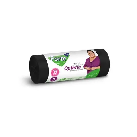 FORTE+ Worki na śmieci proste czarne OPTIMA 35 L, 15 szt
