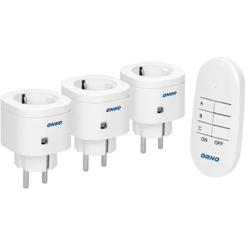 Zestaw bezprzewodowych mini gniazd schuko sterowanych pilotem 3+1, 433MHz