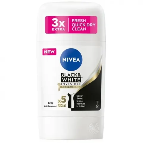 NIVEA Antyperspirant w sztyfcie BLACK & WHITE SILKY SMOOTH, 50 ml