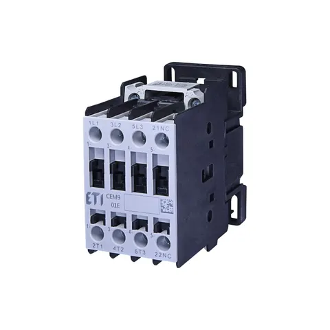Stycznik mocy 9A 3P 4kW AC-3 400V, cewka 230VAC, styk pomocniczy 1NC (0Z 1R), CEM9.01-230V-50/60Hz; 004642113 ETI
