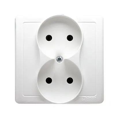 BASIC Gniazdo wtyczkowe podwójne bez uziemienia kompletne ?16A, 250V~, zaciski śrubowe; białe
