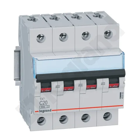 Wyłącznik nadprądowy 4P C 20A 6kA 400VAC S303 TX3; 403563 LEGRAND