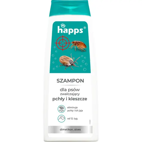HAPPS Szampon do psów zwalczający pchły i kleszcze, 250 ml