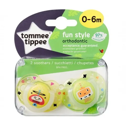 Fun Style smoczek uspokajający 0-6m Żółty 2szt.