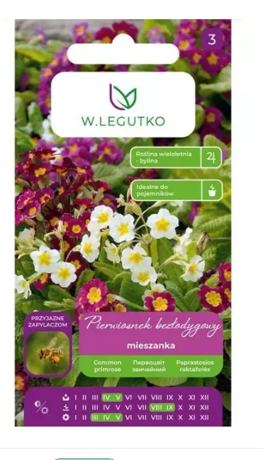 Nasiona Pierwiosnek Bezłodygowy Mix 0,1g Legutko
