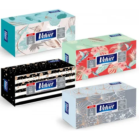 VELVET Chusteczki higieniczne w kartoniku 3-warstwowe ART, 120 szt
