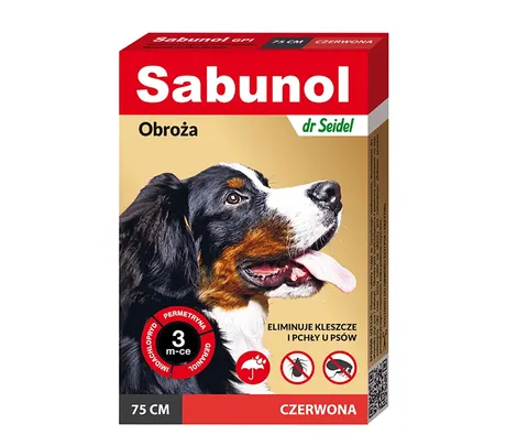 Sabunol Obroża przeciw pchłom i kleszczom czerwona 75cm
