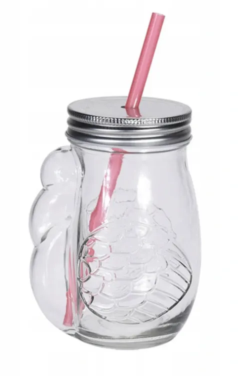 Kubek szklany Ptak z rurką 450 ml