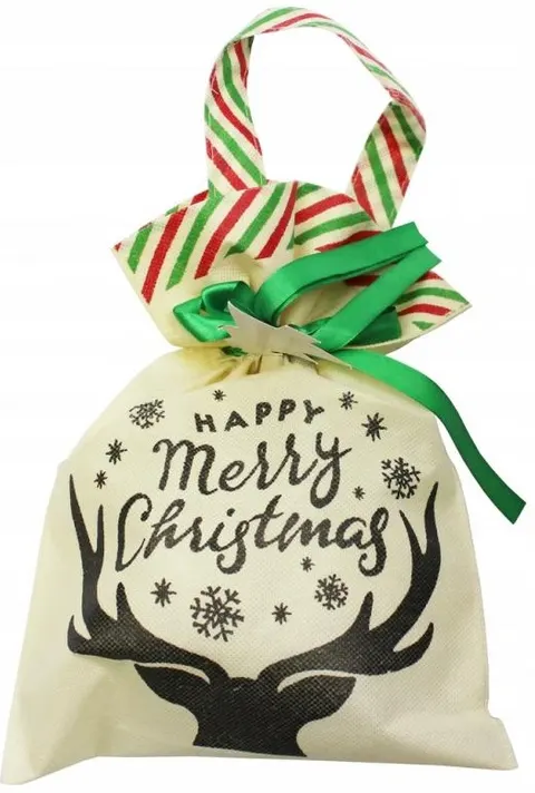 Worek Na Prezenty Z Uchwytem I Reniferem 22x32cm