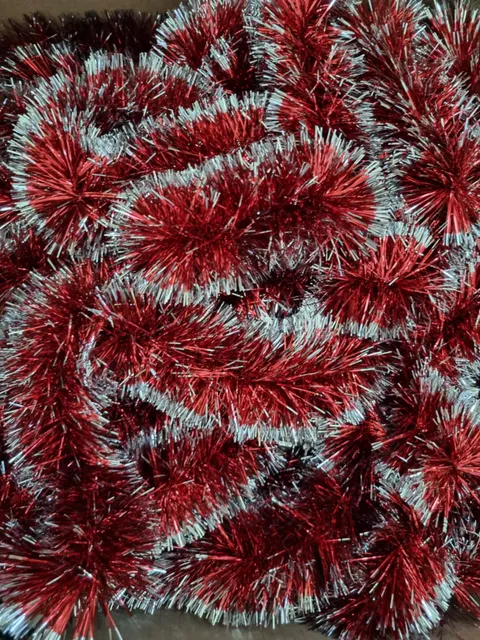 Łańcuch Choinkowy Gęsty 70mm x 6m Czerwono-Srebrny
