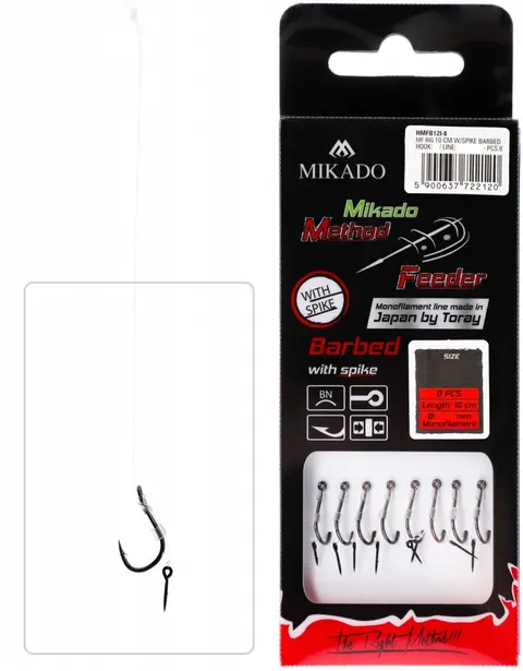 Haczyk Do Metody 10cm Z Igłą - Haczyk Z Zadziorem 8/Żyłka 0,25 Hmfb12i-8