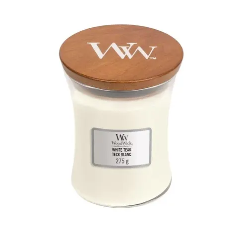 Woodwick White Teak Świeca Średnia 275g