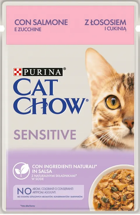 Karma mokra Purina Cat Chow Sensitive Łosoś I Cukinia W Sosie 85g