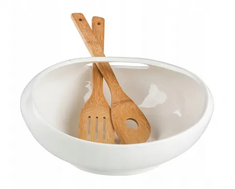Miska Do Sałatek Z Łyżkami Porcelanowa Owalna Regular
