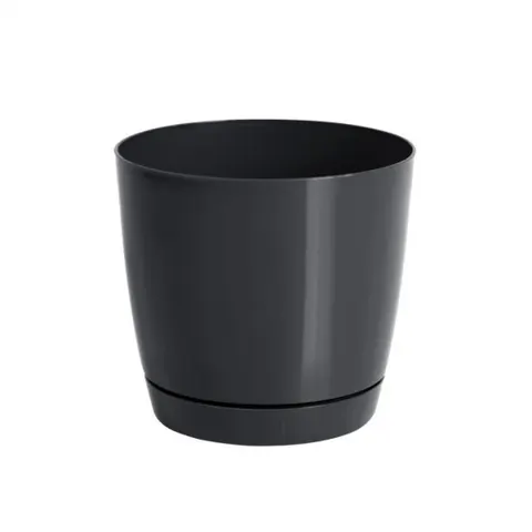 Doniczka Coubi 13,5 cm okrągła z podstawką 1,2L grafit Prosperplast