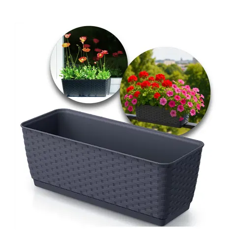 Doniczka balkonowa 40 cm Ratolla Case P 6L antracyt Prosperplast