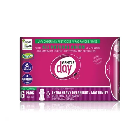 GENTLE DAY ECO Podpaski higieniczne poporodowe z paskiem anionowym, 6 szt