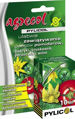 Pylicol 10ml AGRECOL ułatwia zawiązywanie owoców pomidorów, papryki, truskawek, porzeczek i wiśni, wydajny, bezpieczny dla pszczół