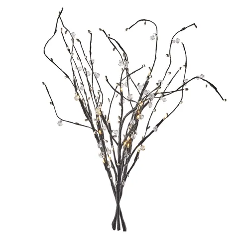 Dekoracje świateczne - 24 LED gałązki z perełkami 60 cm 3x AA, ciepła biel, IP20, timer