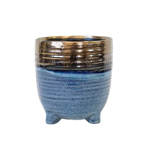 Osłonka ceramiczna na nóżkach 13,5 cm niebieska