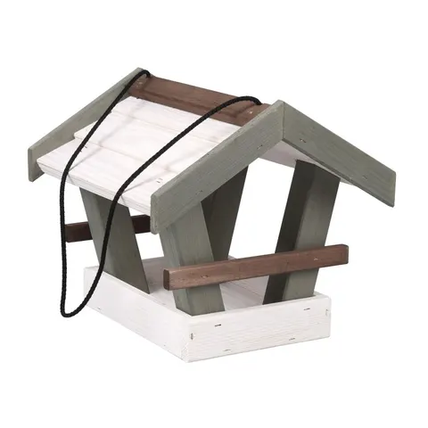 TIN TOURS Duży drewniany karmnik dla ptaków biały 25,5 x 29 x 24,5 cm