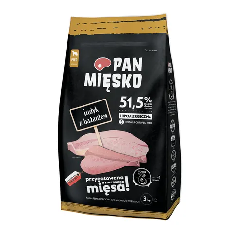 Pan Mięsko Indyk Z Bażantem Chrupek Mały S 3kg Karma Sucha Dla Psów