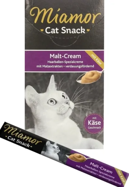 Miamor Cat Snack Malt Cream Pasta Serowa Odkłaczająca 90g (6x15g)