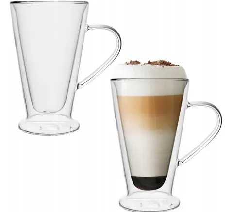 Szklanki Termiczne Z Uchem Stożek Double Wall Florina Malachit 2szt 400ml