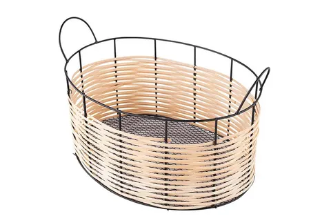 Koszyk metalowy ze słomkowym wykończeniem 40x26,5x24,5 cm