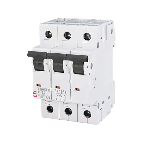 Wyłącznik nadprądowy 3P C 32A 10kA AC, ETIMAT 10 3P C32; 002135719, ETI POLAM