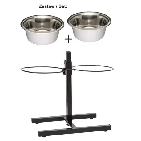 Stojak Regulowany Z Miskami 2,8l Metalowy