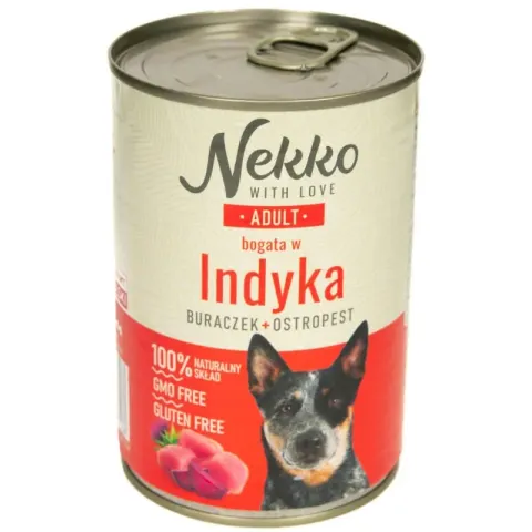 Nekko Adult Indyk/Burak/Ostropest 400G Karma Mokra Dla Psa