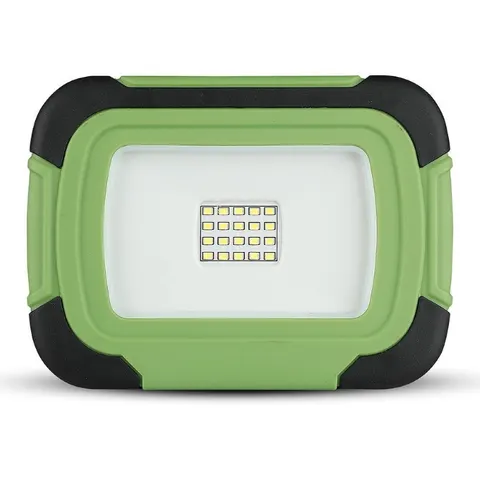 Naświetlacz LED z akumulatorem 10W 700lm, barwa światła neutralna biel 4000K, obudowa czarno zielona IP44, funkcje:Sygnał SOS+USB+MICRO SOCKET, Chip SAMSUNG, VT-11-R; V-TAC