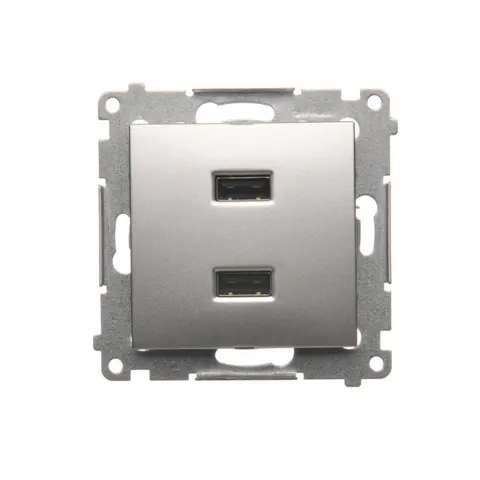 SIMON54 Ładowarka 2 x USB (moduł), 2.1 A, 5V DC, 230V; srebrny mat