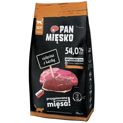 Karma sucha Pan Mięsko Cielęcina Z Kaczką M 1,6 Kg