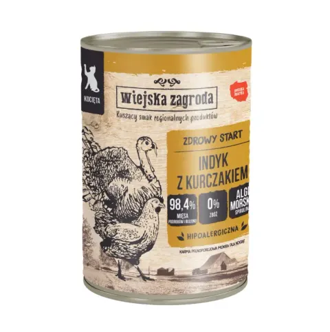 Karma Mokra Wiejska Zagroda Dla Kociąt Indyk Z Kurczakiem 400g