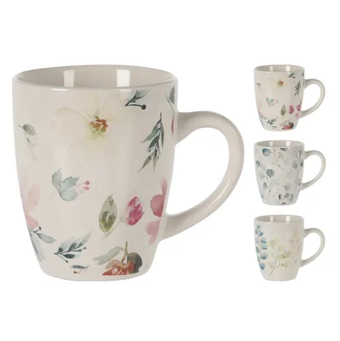 Kubek porcelanowy Koopman 200 ml - kremowy z gałązkami