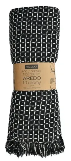 Koc Bawełniany Aredo Czarny 150x200