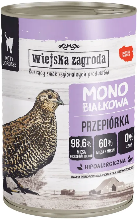 Wiejska Zagroda Karma dla kota PRZEPIÓRKA MONO 400g