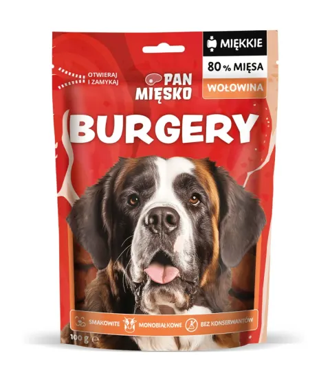 Pan Mięsko Przysmak dla psa Burgery Wołowina 100g