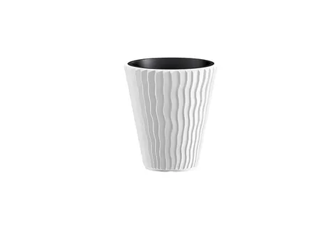 Doniczka plastikowa Sandy 29 cm biała z wkładem
