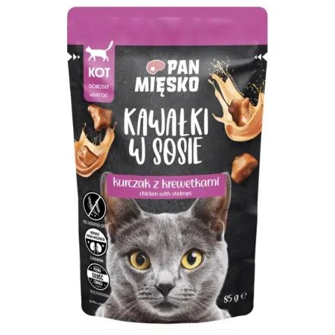 Karma Mokra Pan Mięsko kawałki w sosie Kurczak z krewetkami 85g