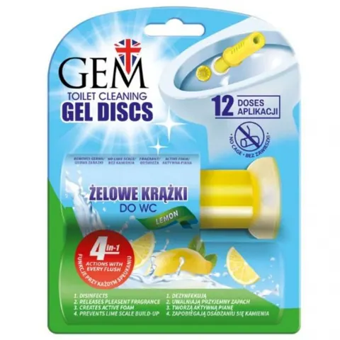 GEM Żelowe krążki do toalety CYTRYNA XXL (12 aplikacji), 75 ml